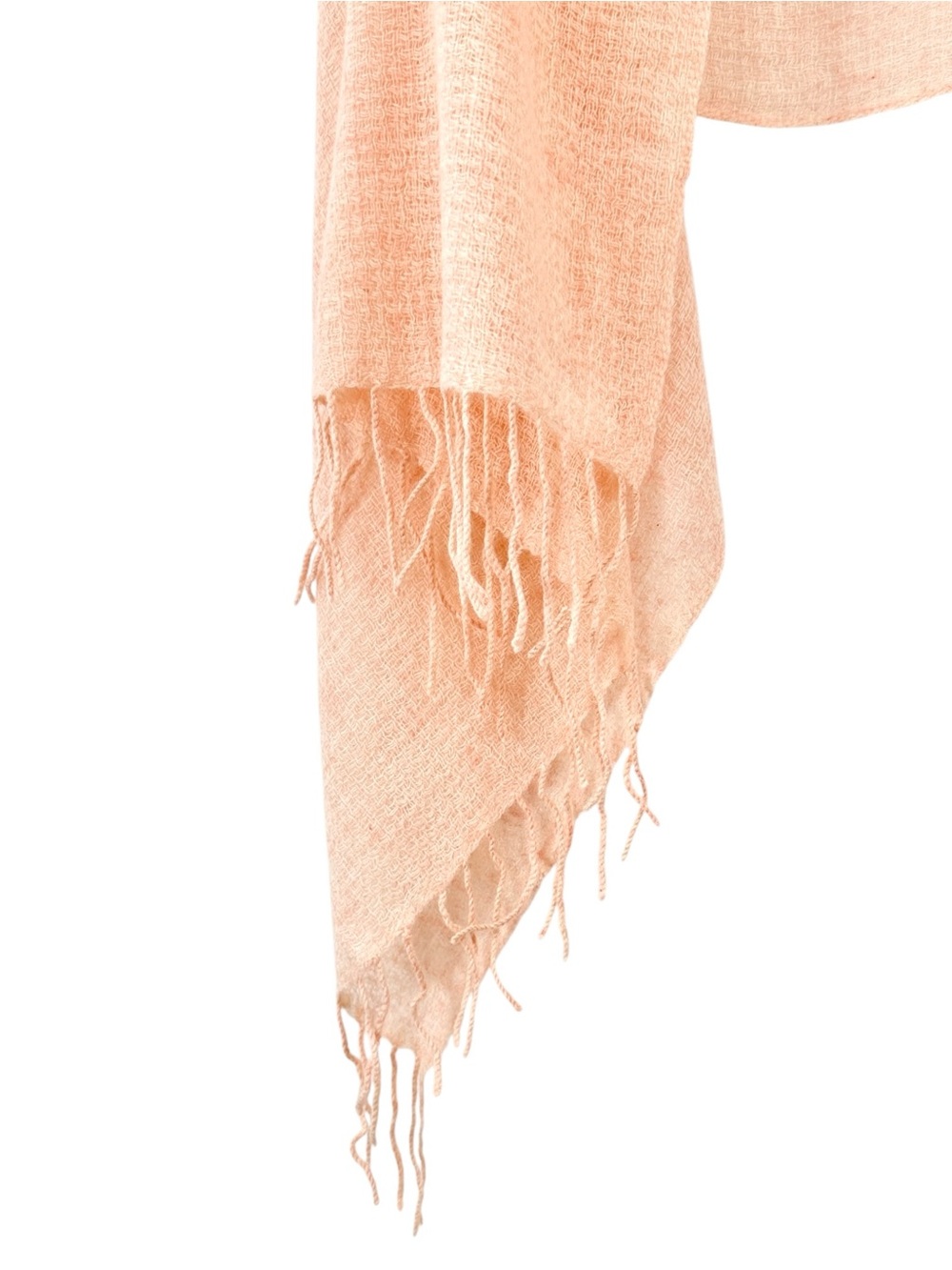 Vintage LANVIN Pink Peach Wool Cashmere Lightweight Soft Knit Shawl Scarf Stole - Picture 4 of 6
